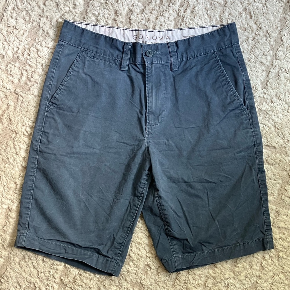 Sonoma Life & Style Blue Flat Front Shorts Relaxed Fit 30